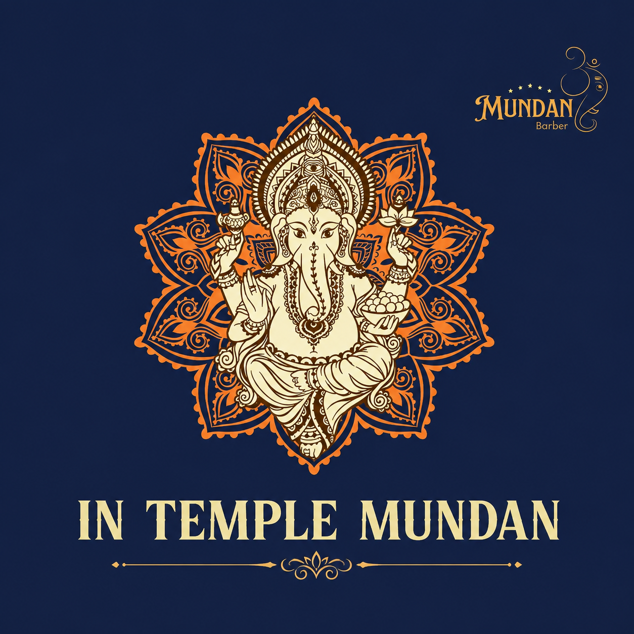 Professional In Temple Mundan Barber in Cupertino performing a traditional baby Mundan ceremony at a Hindu temple.